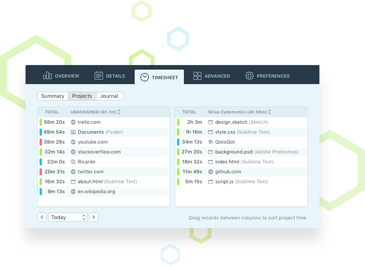 Project time management UI