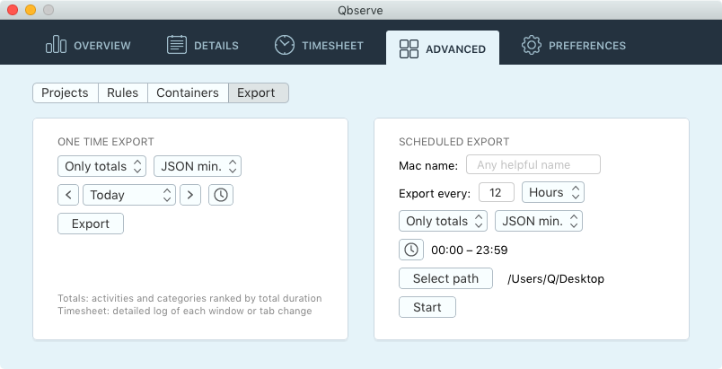 Timesheet export UI